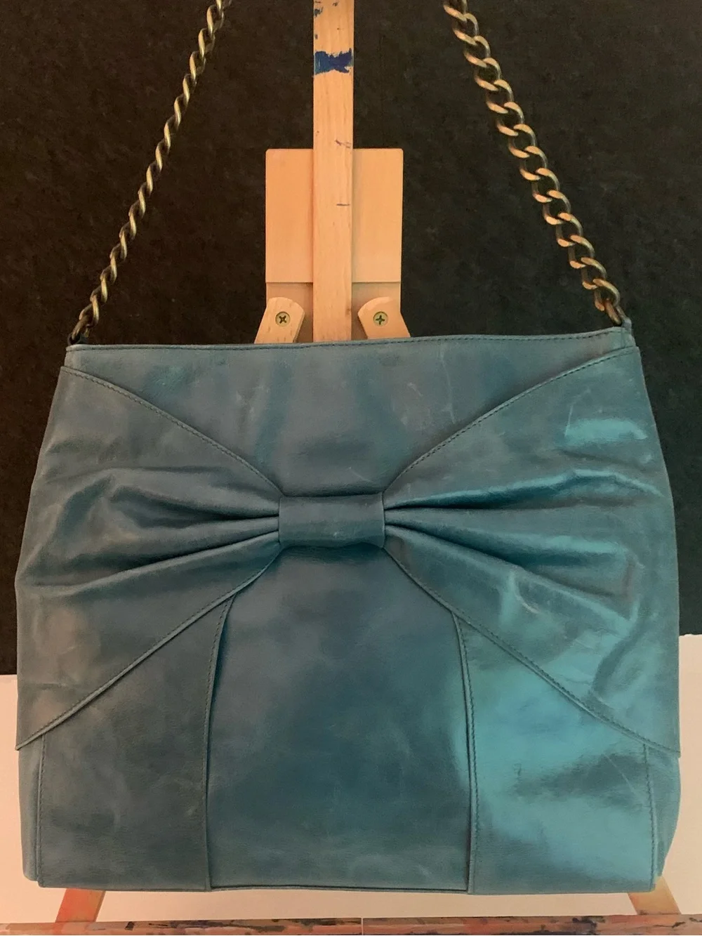 Vintage HOBO teal bow bag with chain strap